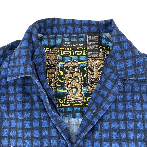 Vintage No Boundaries Tiki Button Up Shirt Adult Medium Hipster Punk Baggy Y2K - Picture 6 of 8